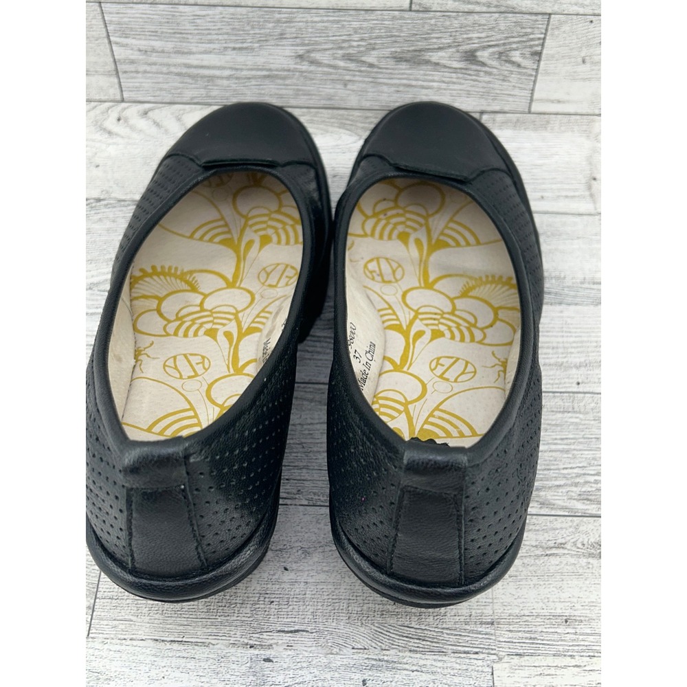 FLY LONDON Black Leather Perforated‎ Wedge Ballet Flats Women Size 37 P500798000 - Picture 9 of 11